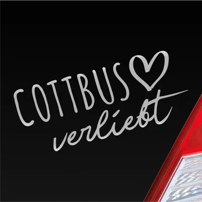 Produktbild von Auto Aufkleber Cottbus verliebt Herz Stadt Heimat Liebe Car 19x8 cm Silber Sticker Heckscheibenaufkleber