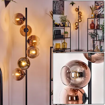 Produktbild von Cesaro Stehlampe aus Metall/Glas in Schwarz/Kupferfarben/Klar