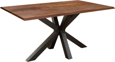 Produktbild von Esstisch Baumkante massiv Akazie nussbaum 120 x 80 schwarz SPYRO