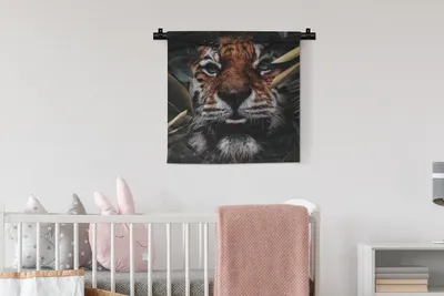 Produktbild von MuchoWow® Wandteppich Wandbehang Tiger - Blatt - Tiere 60x60 cm Tapisserie Dekoration Wandtuch - Dekorationen - Wand Decke