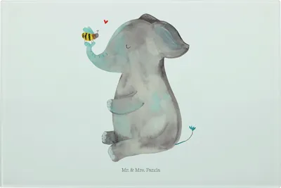 Produktbild von Mr. & Mrs. Panda Küchenbrett Elefant Biene - Weiß - Geschenk, Schneidebrett, Glasschneidebrett, Brotzeitplatte, schneidbrett, Liebesspruch, Lustige Sprüche, Hackbrett