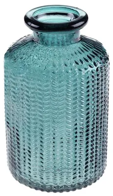 Produktbild von Blaue Glasvase in Flaschenform, Vintage-Stil, 10 cm Höhe, 6 cm Durchmesser