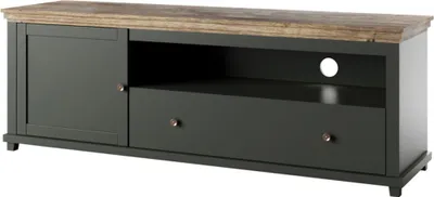 Produktbild von Lowboard Elda TV-Unterschrank 181x49x61cm grün / Eiche Lefkas 1-türig