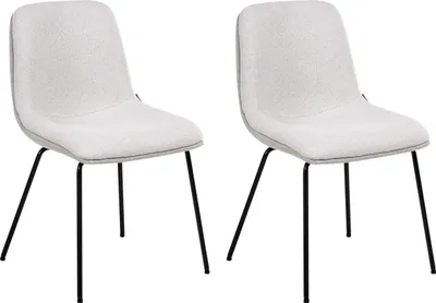 Produktbild von BELIANI Esszimmerstühle 2er Set Hellgrau Stoff Gepolstert mit Schwarzen Beinen Ohne Armlehnen Modernes Design Polsterstühle Küchenstühle Esszimmer Küche