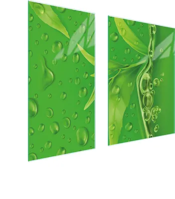 Produktbild von Herdabdeckplatten 2 teilig 75x52 Glaskeramikkochfeld Abdeckung Glas Schneidebrett Laub Grün