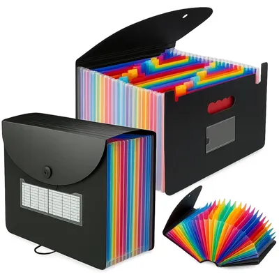 Zdjęcie produktu dla Teczka organizer folder na dokumenty A4 składana aktówka 25 przegródek harmonijkowa czarna