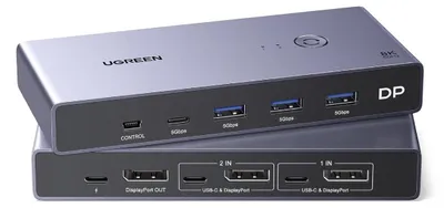 Immagine prodotto di Switch DisplayPort Ugreen CM695 3x USB-A, 3x USB-C, 3x DisplayPort, 1x Mini USB - Grigio
