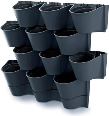 Produktbild von Cascade Wall Anthrazit Vertikal hängender Garten Blumntopft Pflanztopf 12 Plätze