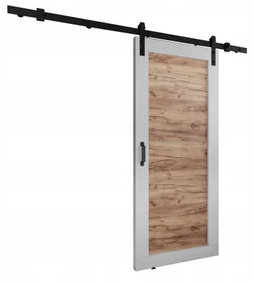 Produktbild von KierMoebel Schiebetür Komplettset LOFT ADIO 1 Weiß & Bastelgold 96x205x3,2 cm, Wohnzimmer Schiebetür
