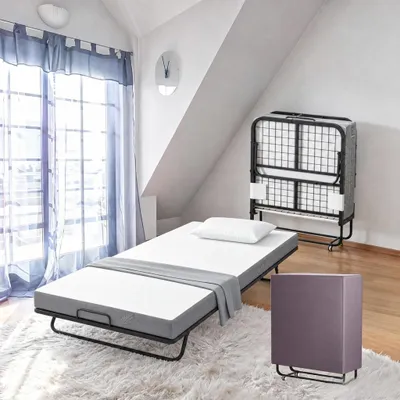 Obrázek produktu pro Skládací přistýlka s tlustou matrací a kolečky