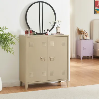 Zdjęcie produktu dla Metalowa szafka 'Oripää' z 2 drzwiczkami 90 x 80 x 33 cm, kolor wielbłądzi
