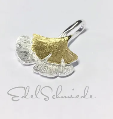Produktbild von bicolor Ginko Anhänger in 925 Silber vergoldet