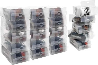 Obrázek produktu pro Průhledná krabice na boty, stohovatelná, na 20 párů, pro ženy, muže a děti