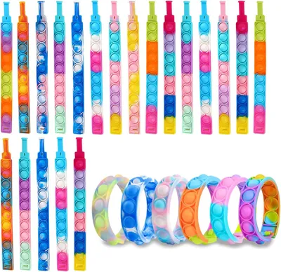 Immagine prodotto di Set di braccialetti Popit, 20 pezzi, in silicone, antistress, per bambini