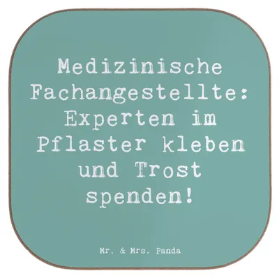 Produktbild von Mr. & Mrs. Panda Tischuntersetzer Spruch Medizinische Fachangestellte Experten - Meeresbrise - Geschenk, Assistentin, Beruf, Coaster, Tischschoner, Geschenke mit Herz