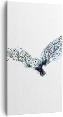 Produktbild von Bild auf Leinwand - Leinwandbild - Eule wild Wald Flug - 55x100cm - Wand Bild - Wanddeko - Leinwanddruck - Bilder - Kunstdruck - Wanddekoration - Leinwand bilder - Wandkunst - PA55x100-3122