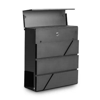 Produktbild von VALEVO® Briefkasten Wandmontage – Wandbriefkasten mit Zeitungsfach und Schloss – Wetterfest Postkasten Außen – Briefkasten Wand Schwarz