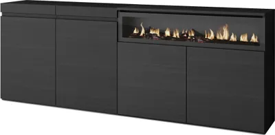 Produktbild von Sideboard, Highboard, 200x35x75cm, 4 Türen, Elektrokamin. farbe Schwarz