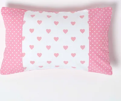 Produktbild von HOMESCAPES Patchwork-Kissenbezug mit Herzen in Rosa, 30 x 50 cm