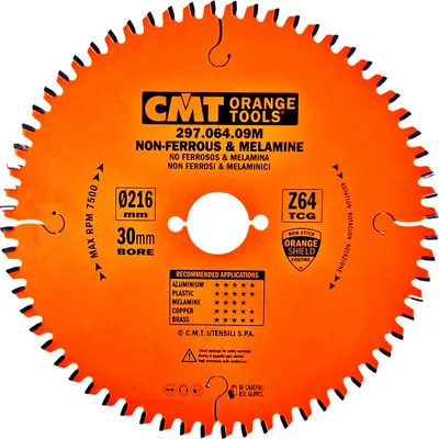 Image de CMT | Lame de scie pour stratifié, plastique et métaux non ferreux ø 216/30 mm Z64 TFZ