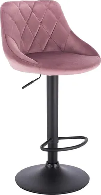 Image de Tabouret de bar réglable avec dossier et assise en velours | Rose | 35x38x86-106 cm