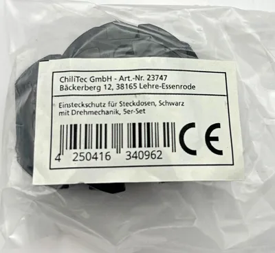 Produktbild von Einsteckschutz für Steckdosen, Schwarz mit Drehmechanik, 5er-Set