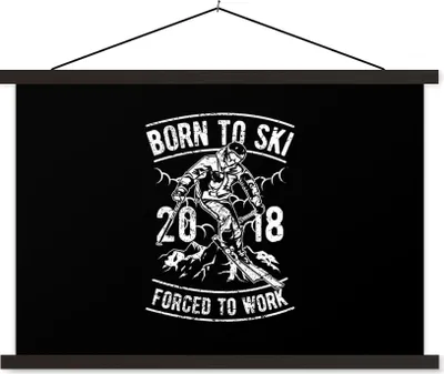 Produktbild von MuchoWow® Textilposter Ski - Berg - Retro 90x60 cm mit schwarzem Rahmen - Aufhängungssatz