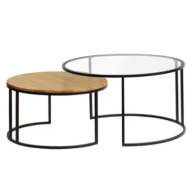 Produktbild von Miliboo - Ausziehbare Couchtische aus gehärtetem Glas und massivem Mangoholz TAHL