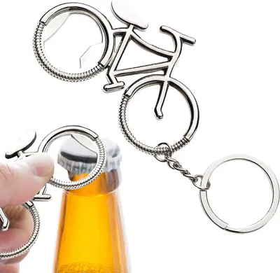 Produktbild von Fahrrad-Flaschenöffner-Schlüsselanhänger - 1 Stück, Zinklegierung. FLASCHENÖFFNER - Lustiger Bieröffner - Schlüsselanhänger für Männer - Papa-Schlüsselanhänger