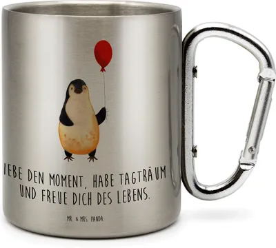 Produktbild von Mr. & Mrs. Panda Thermobecher Pinguin Luftballon - Transparent - Geschenk, Edelstahlbecher, Pinguine, Freundin, Liebe, Campingtasse, Edelstahl, Edelstahltasse, Gute Laune