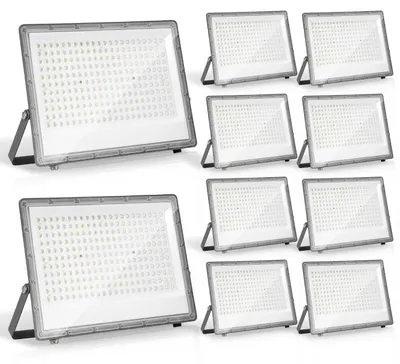 Obrázek produktu pro Eikuavons LED reflektor pro venkovní použití, 200W, IP65, LED světlomet z hliníku, vhodný pro venkovní použití a průmysl, studená bílá barva (6000K), sada 10 kusů