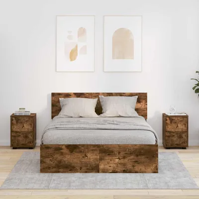 Image de vidaXL Tables de chevet 2 pcs Chêne fumé 30,5 x 30 x 43 cm