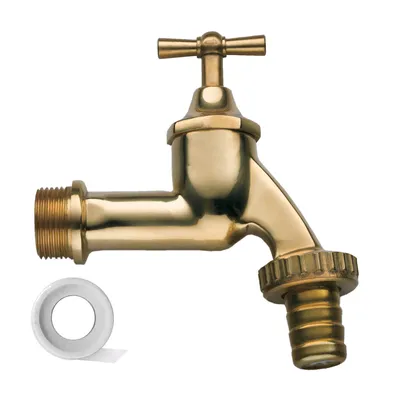 Produktbild von Wasserhahn / Auslaufhahn 3/4" messing, inkl. Teflonband