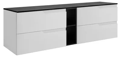 Zdjęcie produktu dla Zestaw szafek łazienkowych, biały / czarny, 140 (2 x 60 + 20) x 46 x 58 cm