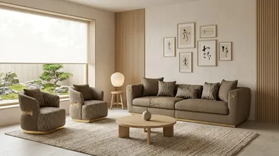 Image de Ensemble de salon comprenant 4, 1 et 1 place, idéal pour des moments de détente et de convivialité, Image générée par une IA