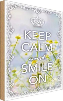 Produktbild von vianmo Holzschild 18x12 cm Keep Calm and smile on Krone