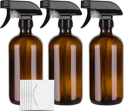 Imagen del producto de Juego de botellas de vidrio para pulverizar, 3 unidades de 500 ml, con boquilla de pulverización ajustable, ideal para limpieza y jardinería