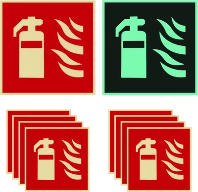 Image de Autocollants indicateurs d'extincteur, 15 x 15 cm, en PVC, adhésifs, phosphorescents, pour les situations d'urgence