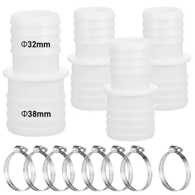 Produktbild von Poolschlauch Verbinder 32mm auf 38mm, 4 Stück, mit Schlauchklemmen
