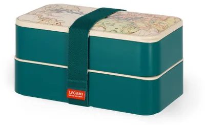Productafbeelding van Legami lunchbox met 3 bestekset, reisetui, inhoud 1200 ml. Broodroosters