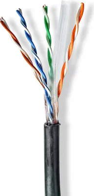 Produktbild von Navijáky síťových kabelů | CAT6 | Solid | U/UTP | CCA | 305,0 m | Outdoor | Round | PE | Black | Cardboard packaging