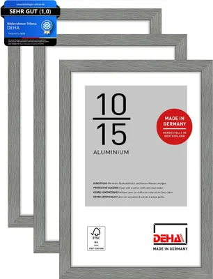 Produktbild von DEHA Design Aluminium Portraitrahmen, Bilderrahmen 3er SET Tribeca, 10x15 cm, Struktur Grau Matt