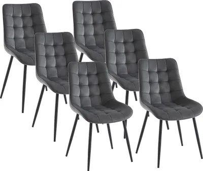 Produktbild von Polsterstuhl 6er-Set - Samt & schwarzes Metall - Grau - OLLUA