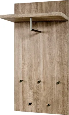 Produktbild von HAKU Wandgarderobe edelstahloptik, eiche trüffel - MDF, Metall, B/H/T: 49x100x31 cm