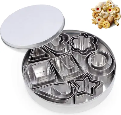 Produktbild von 24 Stš¹ck Pl?tzchen Ausstecher Set, Ausstechformen Weihnachten Formen aus Edelstahl mit 8 Formen, Geometrische Keksformen fš¹r Tortendekorationen, Zuckerkuchen, und Kekse