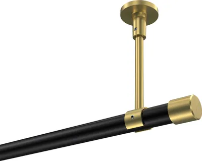 Produktbild von Interdeco Gardinenstange / Vorhangstange Schwarz / Messing-Optik, Typ Sonette Santo (Kappe) ohne Ringe, Deckenmontage, 20 mm Ø 1-läufig, 480 cm