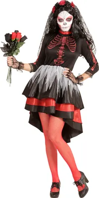 Produktbild von BRAUT DIA DE LOS MUERTOS (Kleid,Schleier mit Blumen) Größe S