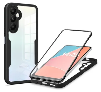 Produktbild von 360 Grad Rundum Schutz Handyhülle für Samsung Galaxy A25 5G Full Cover Vollschutz Case Farbe: Schwarz