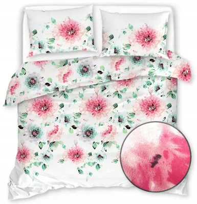 Produktbild von eStilex Satin-Bettwäsche 160x200 Weiß geblümt