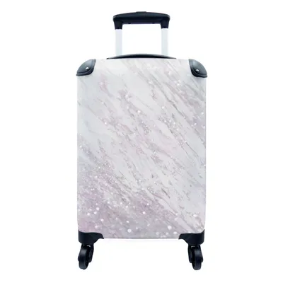 Produktbild von MuchoWow® Koffer Handgepäck Trolley Rollkoffer Kleine Reisekoffer mit 4 Rollen - Marmor - Glitzer - Rosa - Cabin Size < 55x40x23 cm & 55x40x20 cm - Fotokoffer - Kabinenkoffer - Boardgepäck - Reise-Box - Reisekoffer - Reisegepäck - Koffer mit Bild - Trolley für Kinder